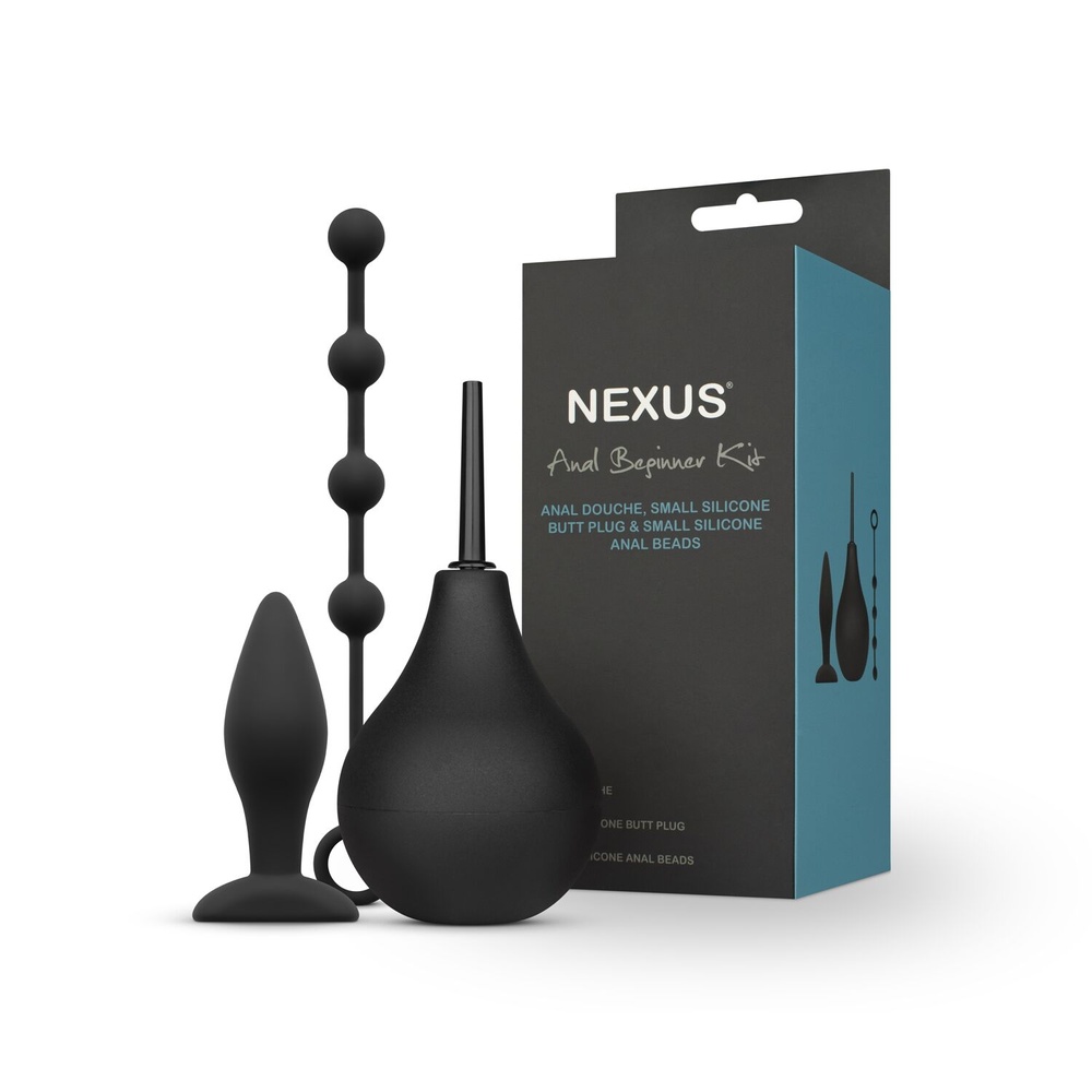 Набір новачка для анальної стимуляції Nexus ANAL BEGINNER KIT, спринцівка 224 мл, анальне намисто 20 фото