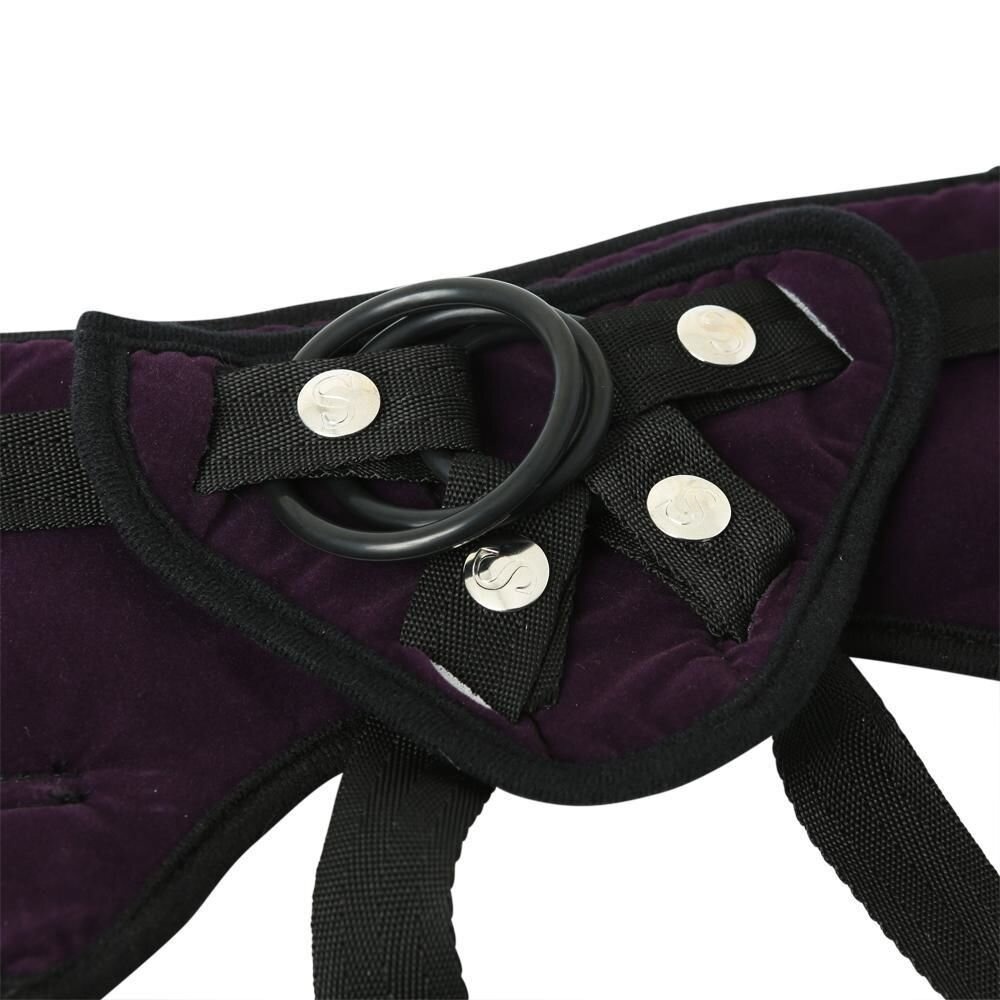 Труси для страпона Sportsheets — Lush Strap On Purple, широкий оксамитовий пояс, дуже комфортні фото