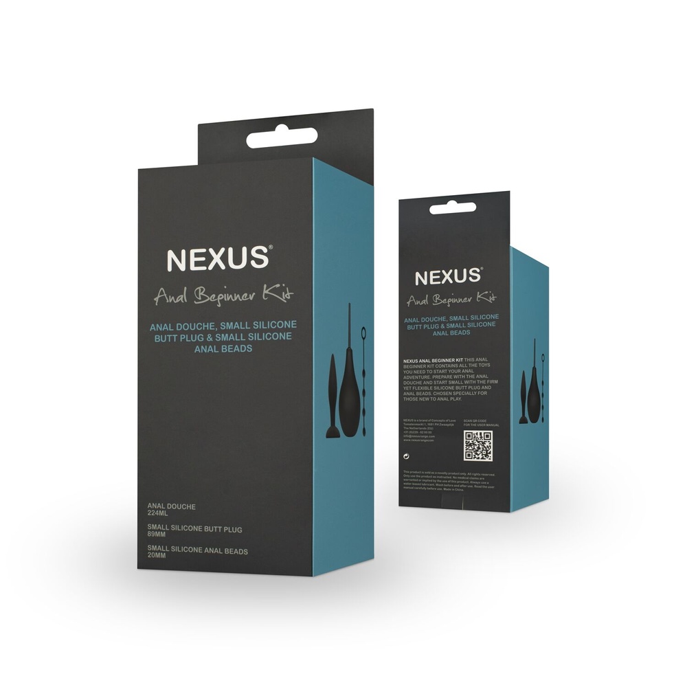 Набір новачка для анальної стимуляції Nexus ANAL BEGINNER KIT, спринцівка 224 мл, анальне намисто 20 фото