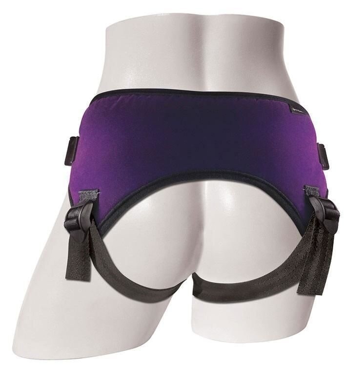 Труси для страпона Sportsheets — Lush Strap On Purple, широкий оксамитовий пояс, дуже комфортні фото