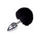 Металлическая анальная пробка Кроличий хвостик Alive Fluffy Plug L Black, диаметр 3,9 см фото 1