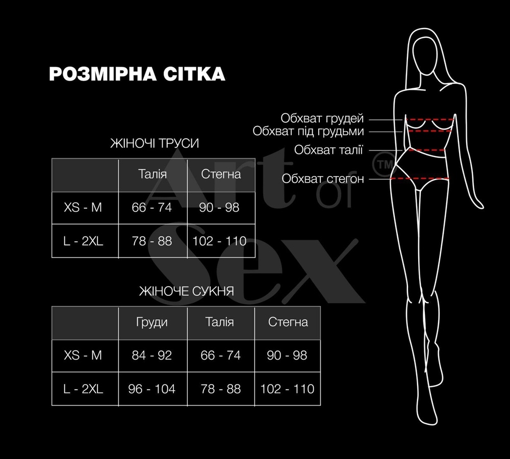 Трусики со стразовой цепью Art of Sex - Lea, размер L-2XL, Серебро/Черный фото