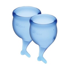 Набор менструальных чаш Satisfyer Feel Secure (dark blue), 15мл и 20мл, мешочек для хранения фото