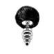 Металлическая анальная пробка Кроличий хвостик Alive Fluffy Twist Plug L Black, диаметр 3,8 см фото 1