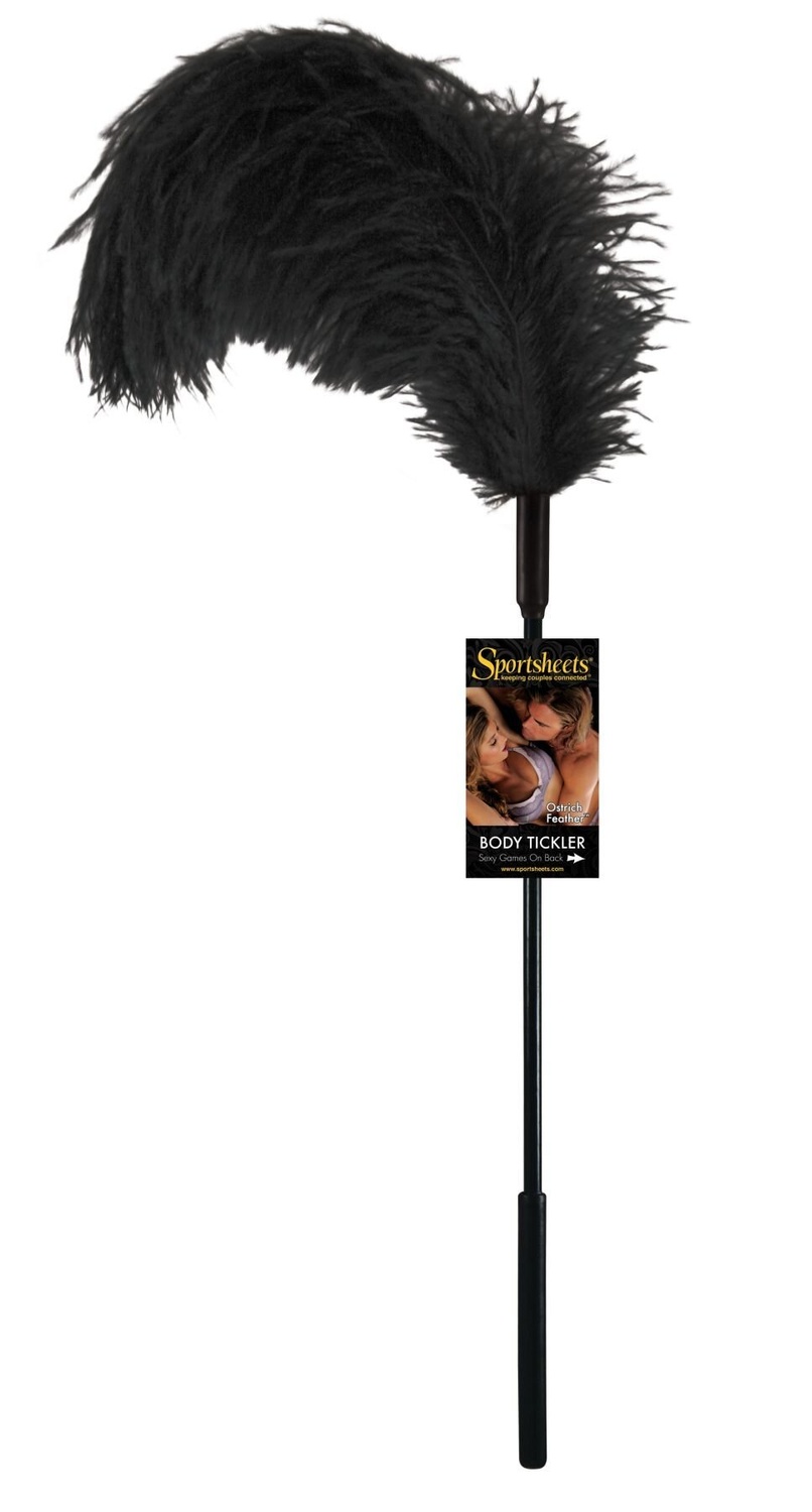 Перо страуса Sportsheets Ostrich Tickler Черное, для изысканных ласк фото