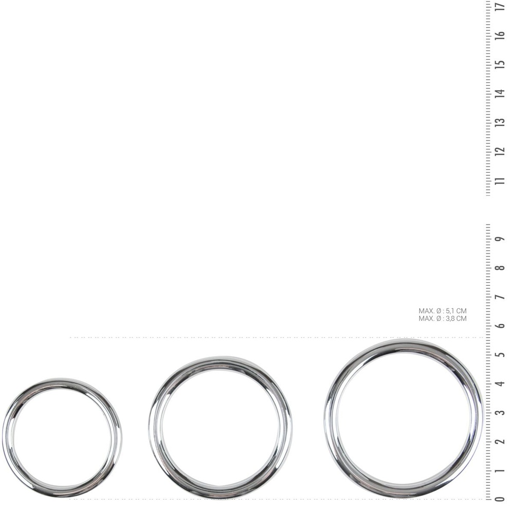 Набор металлических эрекционных колец Sinner Gear Unbendable - Cock/Ball Ring & Glans Ring Set фото