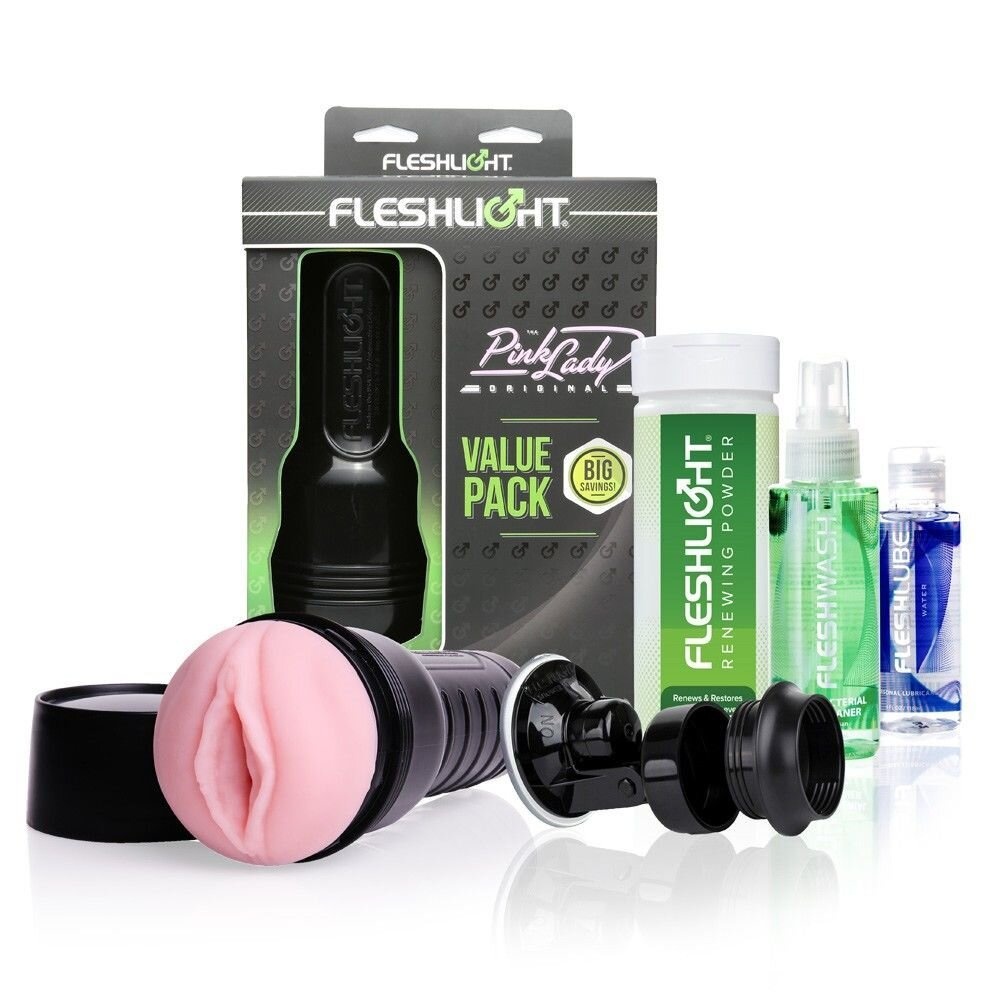 Мастурбатор Fleshlight Pink Lady Original Value Pack: присоска, смазка, чистящее и восстанавливающее фото