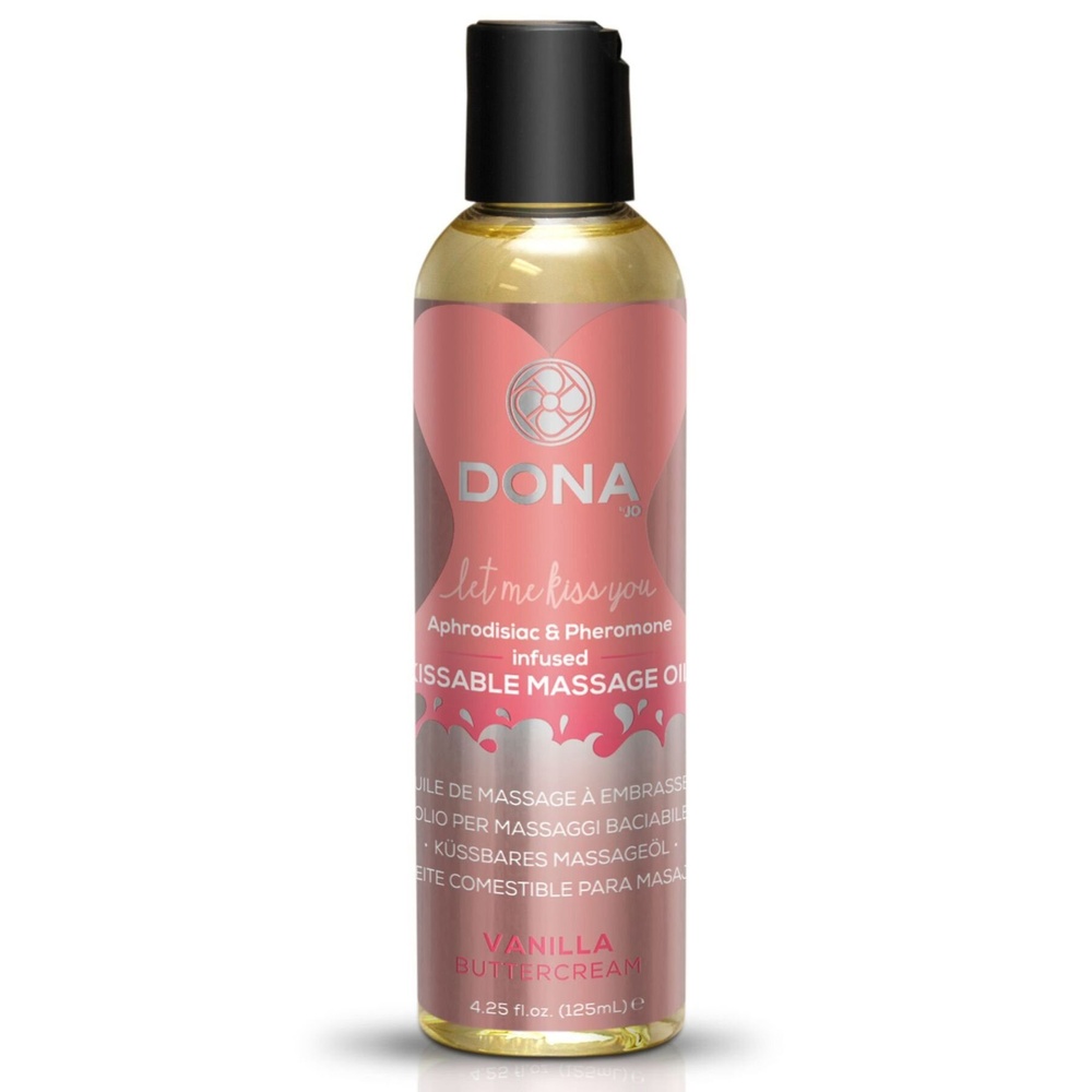 Масажне масло DONA Kissable Massage Oil Vanilla Buttercream (110 мл) можна для оральних ласк фото