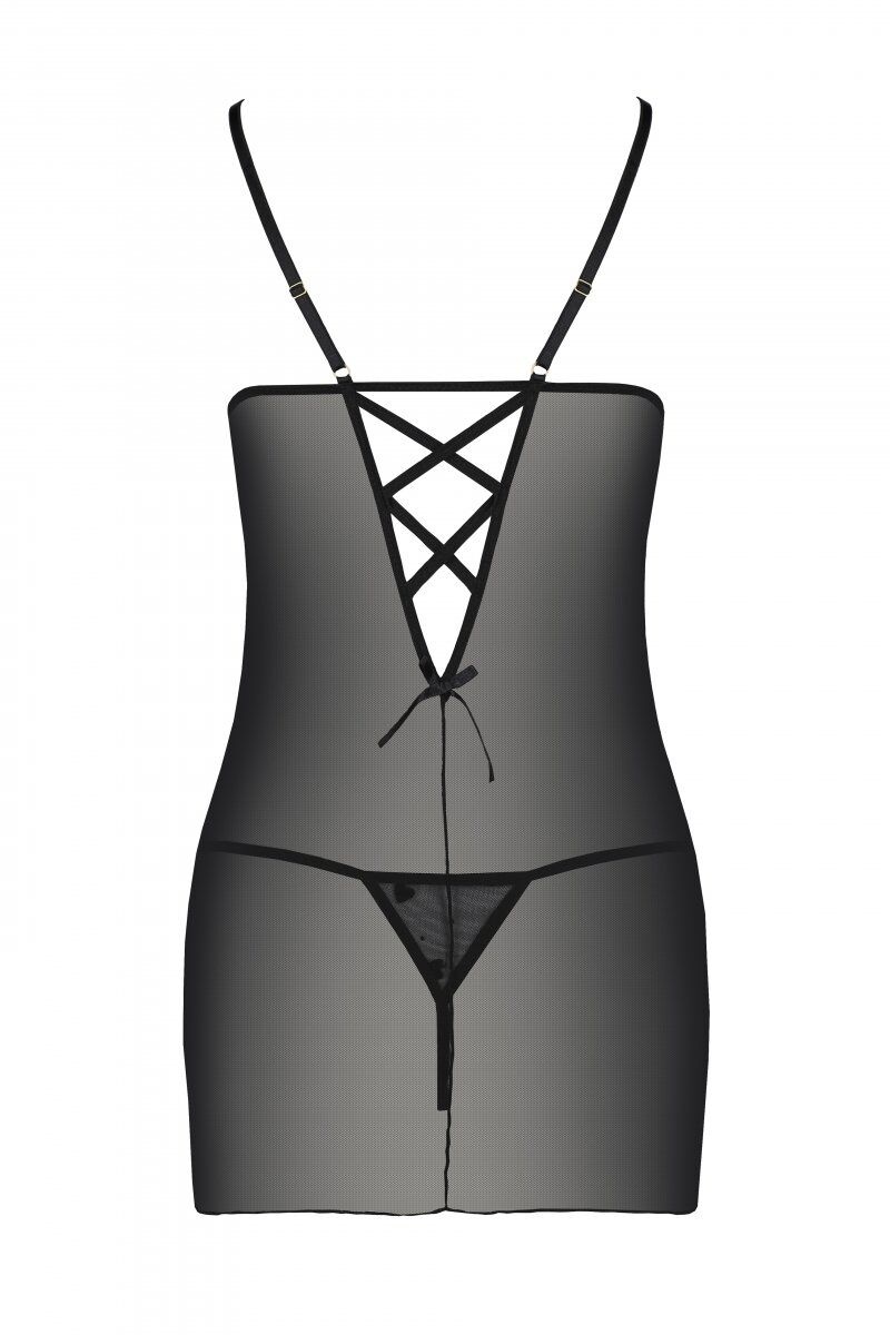 Сорочка с вирізами на грудях + стрінги LOVELIA CHEMISE black L/XL - Passion фото