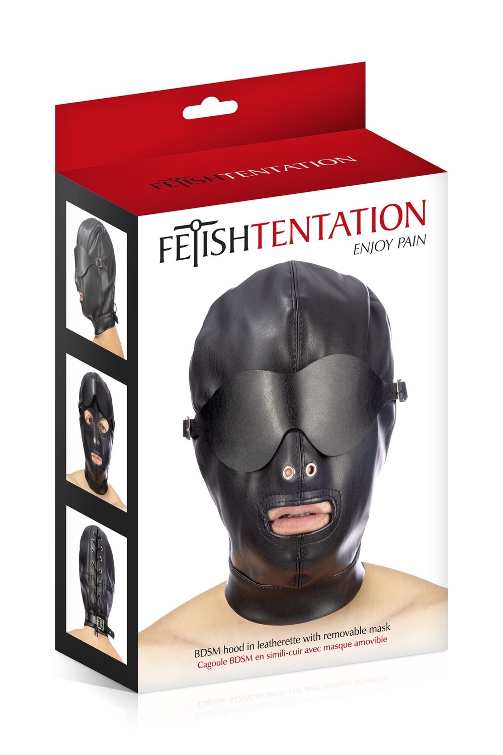 Капюшон для БДСМ со съемной маской Fetish Tentation BDSM hood in leatherette with removable mask фото