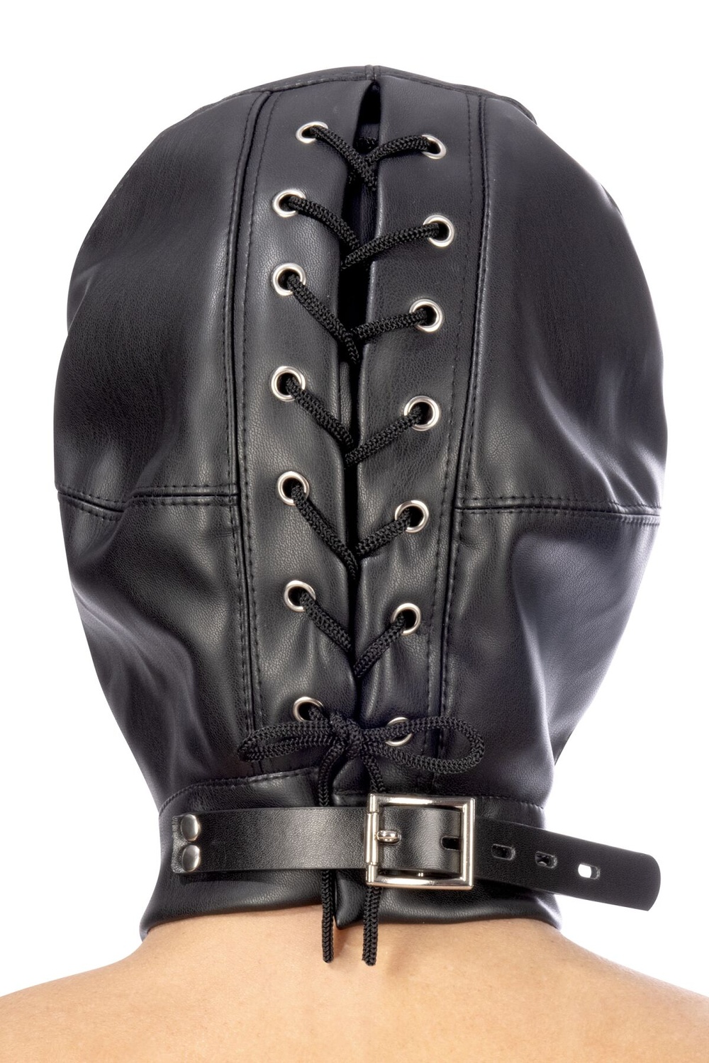 Капюшон для БДСМ зі знімною маскою Fetish Tentation BDSM hood in leatherette with removable mask фото