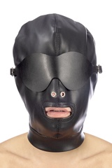 Капюшон для БДСМ зі знімною маскою Fetish Tentation BDSM hood in leatherette with removable mask фото