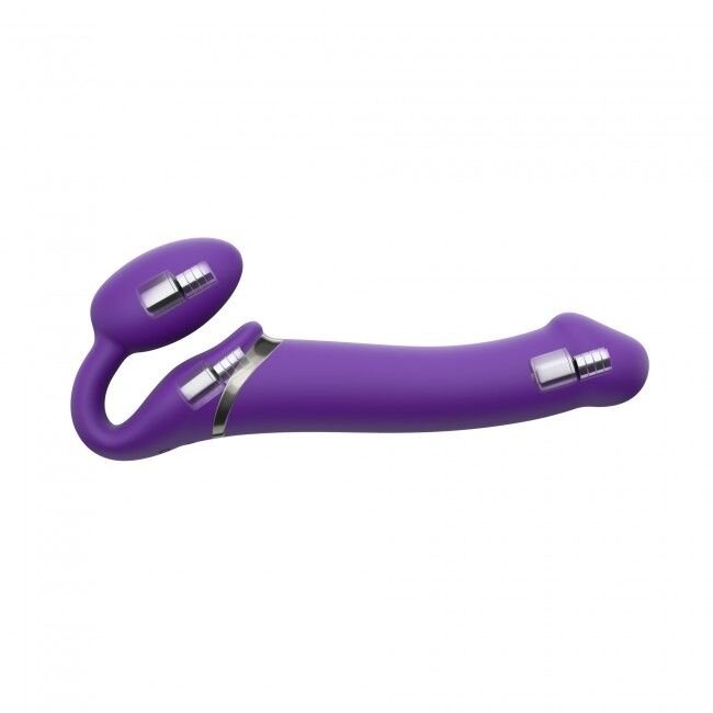 Безпасковий страпон з вібрацією Strap-On-Me Vibrating Violet XL, діаметр 4,5 см, пульт ДУ, регулюємо фото