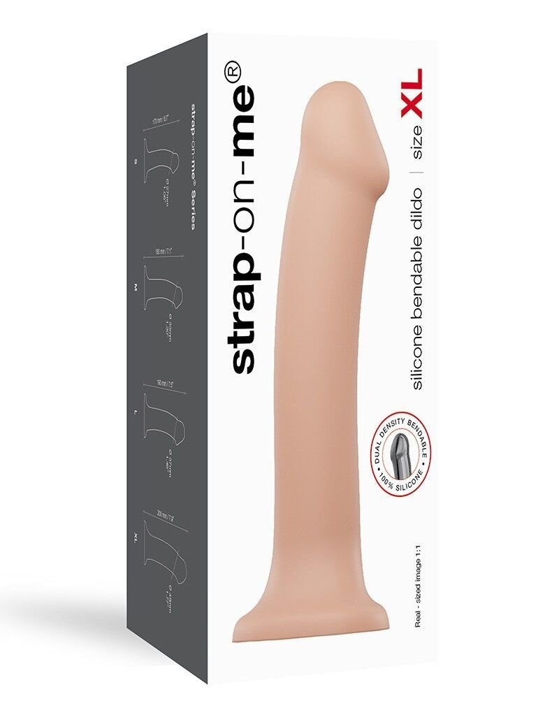 Насадка для страпона Strap-On-Me Dual Density Dildo Flesh XL, діаметр 4,5 см, двошаровий, гнучка фото