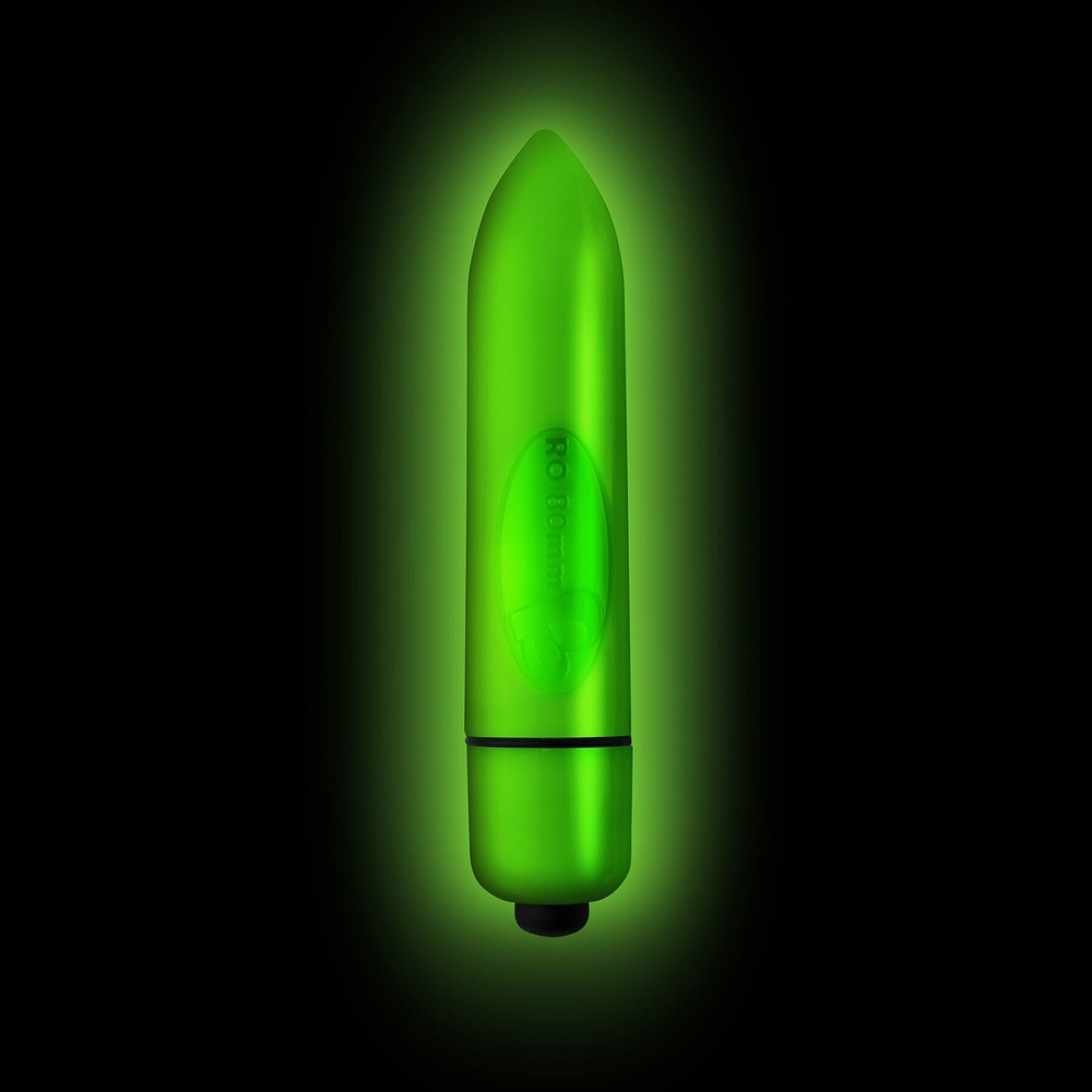 Вібропуля Rocks Off Neon — Halo, світиться в темряві, 7 режимів роботи, на батарейці фото