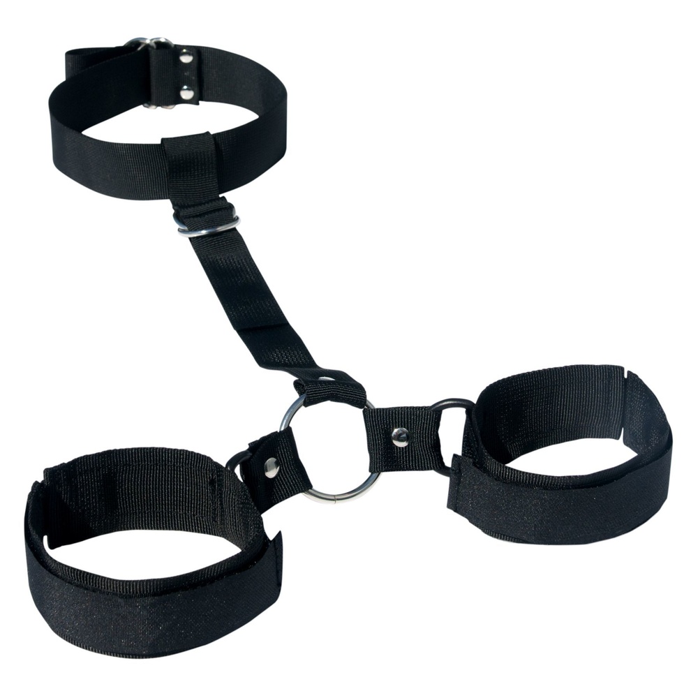 Ошейник с наручниками Sex and Mischief - Shadow Neck & Wrist Restraint, для рук и ног, тканевый фото