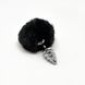 Металлическая анальная пробка Кроличий хвостик Alive Fluffy Twist Plug S Black, диаметр 2,9 см фото 2