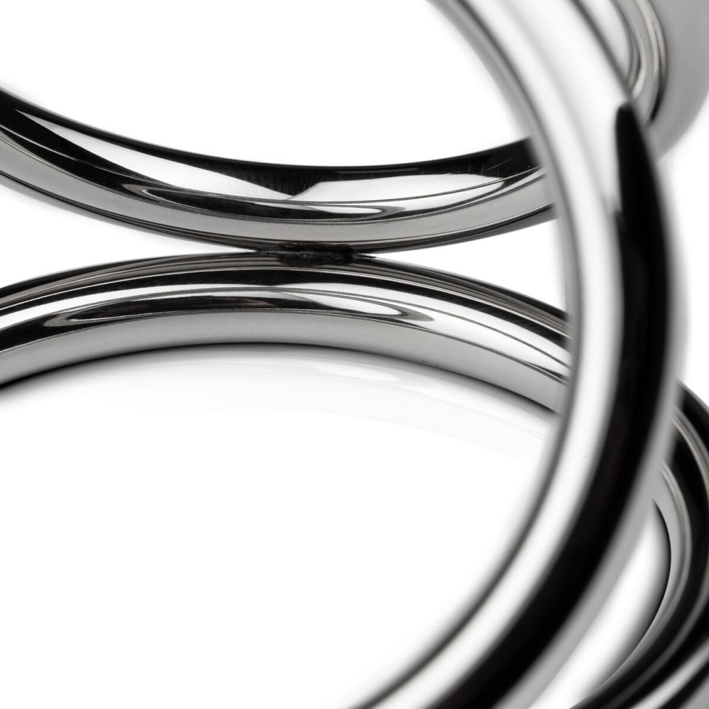 Тройное эрекционное кольцо Sinner Gear Unbendable - Triad Chamber Metal Cock and Ball Ring - Medium фото