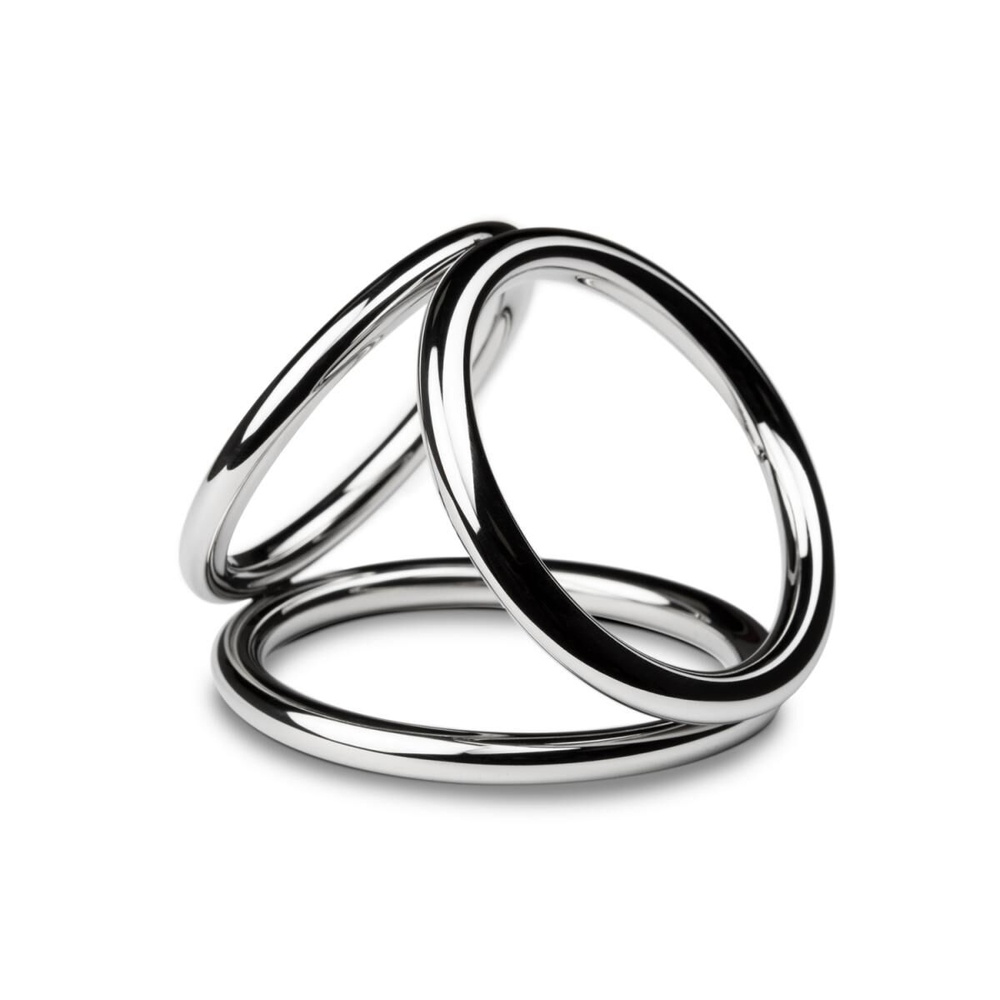 Тройное эрекционное кольцо Sinner Gear Unbendable - Triad Chamber Metal Cock and Ball Ring - Medium фото