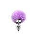 Металлическая анальная пробка Кроличий хвостик Alive Fluffy Twist Plug S Purple, диаметр 2,9 см фото 1