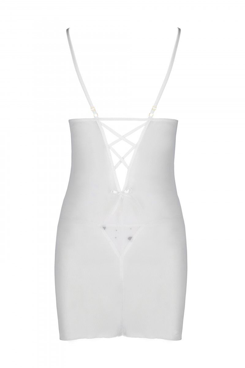 Сорочка с вирізами на грудях + стрінги LOVELIA CHEMISE white L/XL - Passion фото