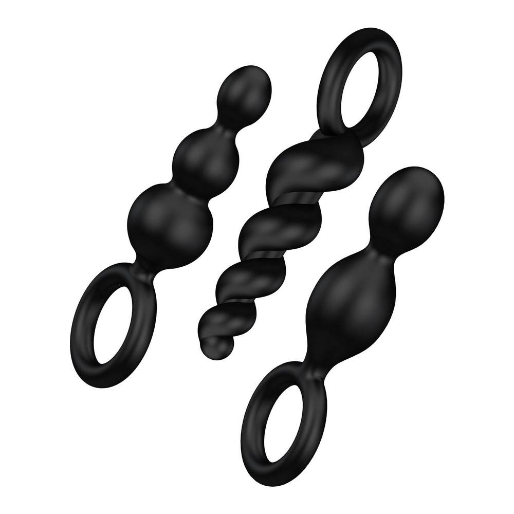 Набор анальных игрушек Satisfyer Plugs black (set of 3) - Booty Call, макс. диаметр 3см фото