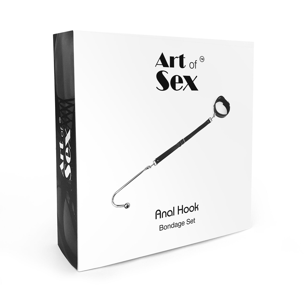 Анальний гак із нашийником з натуральної шкіри Art of Sex - Anal hook, Чорний фото