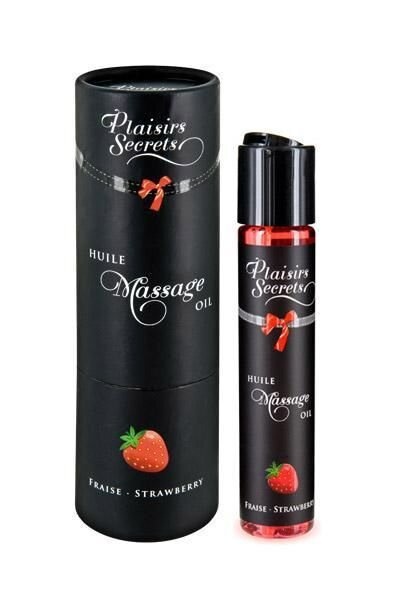 Масажне масло Plaisirs Secrets Strawberry (59 мл) з афродизіаками, їстівне, подарункова упаковка фото