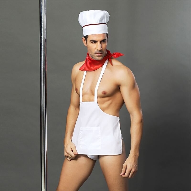 Чоловічий еротичний костюм кухаря "Умілий Джек" S/M: сліпи, фартух, хустка і ковпак фото