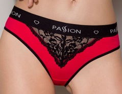 Трусики с широкой резинкой и кружевом Passion PS001 PANTIES red/black, size L фото