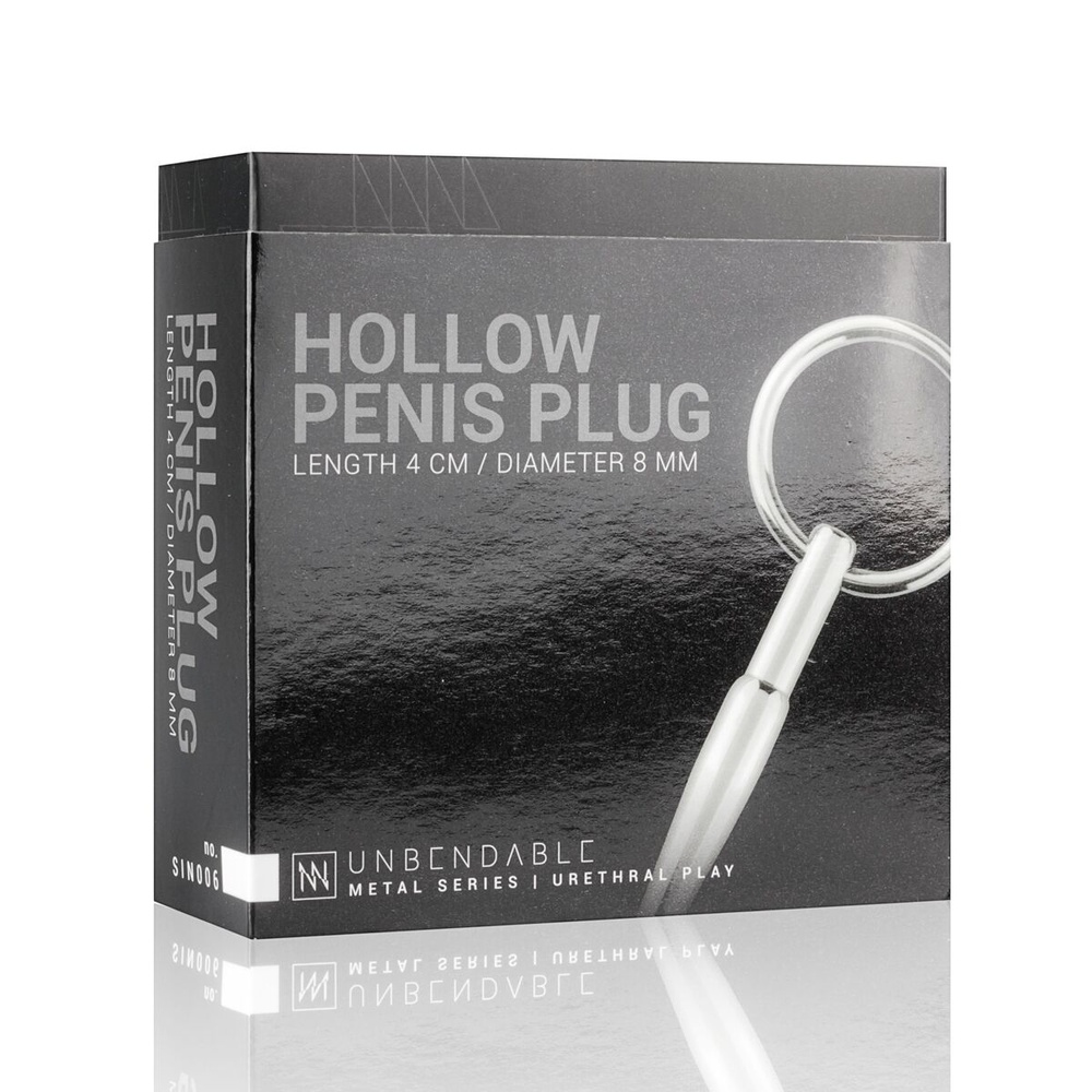 Порожній уретральний стимулятор Sinner Gear Unbendable - Hollow Penis Plug, довжина 4см, діаметр 8мм фото
