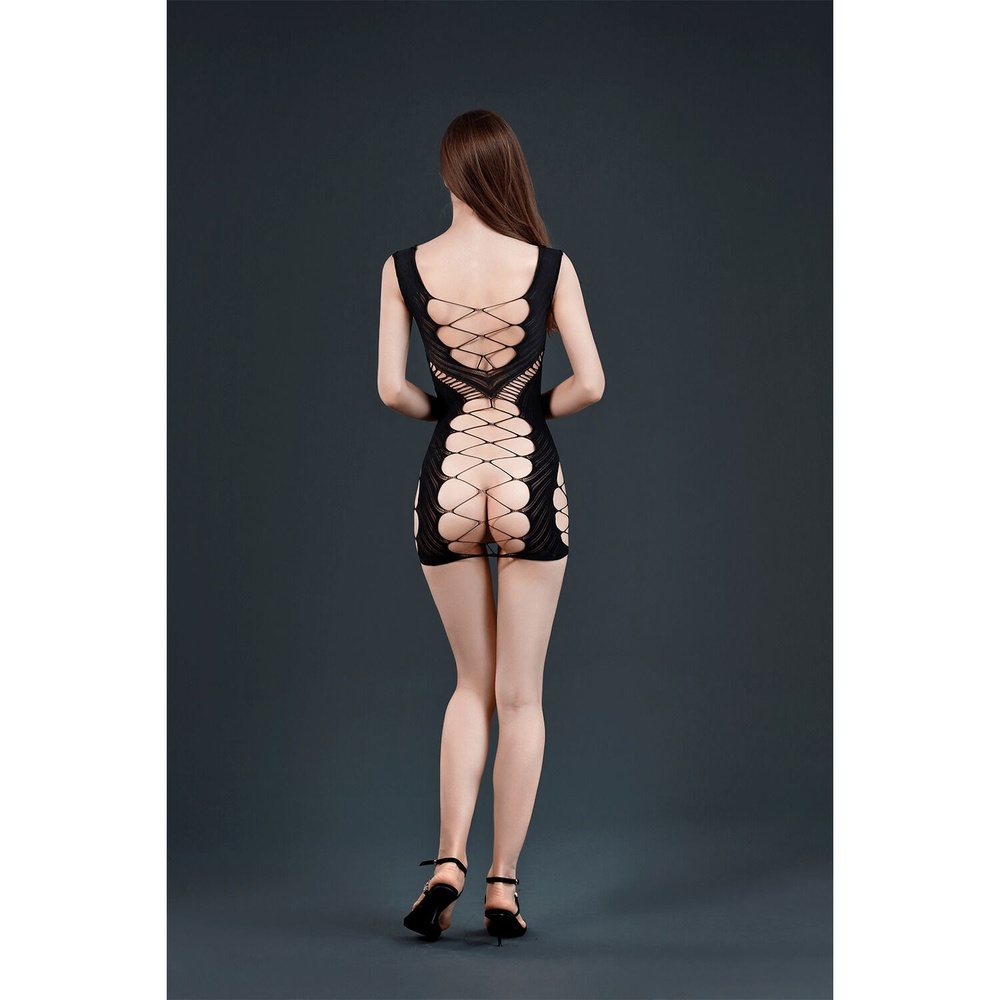 Откровенное мини-платье Moonlight Model 18 Black, со вставками из крупной сетки фото