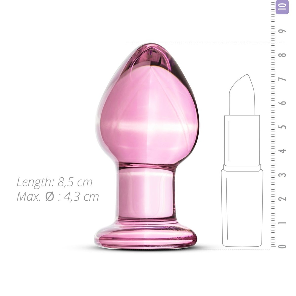 Рожева анальна пробка зі скла Gildo Pink Glass Buttplug No. 27 фото