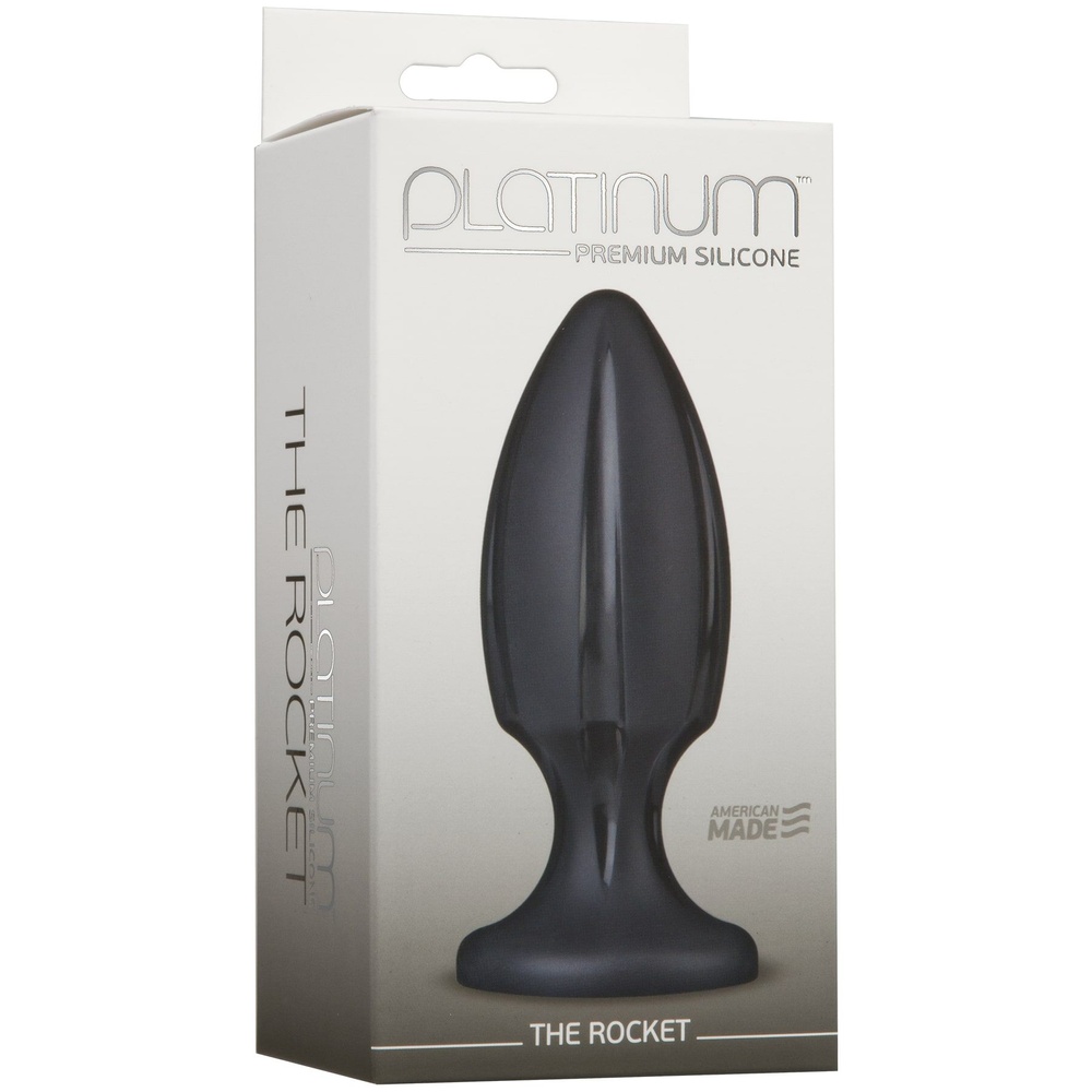 Анальний плаг з каналами для змащення Doc Johnson Platinum Premium Silicone - The Rocket - Black фото