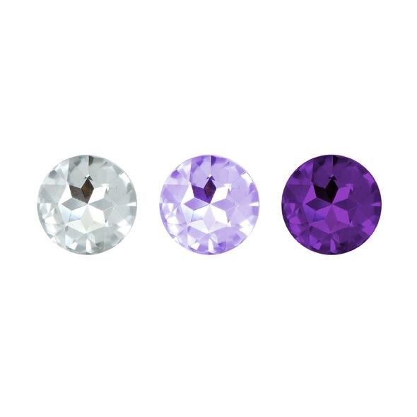 Набір анальних пробок з кристалом Rianne S: Booty Plug Set Purple, діаметр 2,7 см, 3,5 см, 4,1 см фото