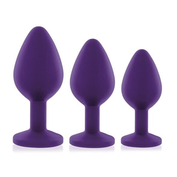 Набор анальных пробок с кристаллом Rianne S: Booty Plug Set Purple, диаметр 2,7см, 3,5см, 4,1см фото