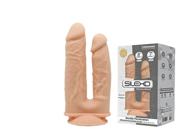 Фалоімітатор подвійний SilexD Double Gusto Flesh (Model 1 size 8" & 7"), двошаровий, силікон + Silex фото