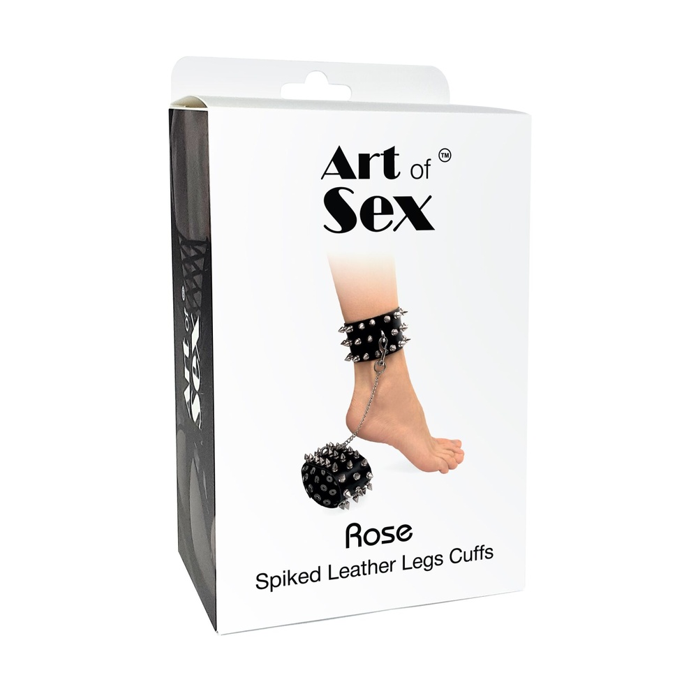 Поножі з шипами з натуральної шкіри Art of Sex, колір чорний фото