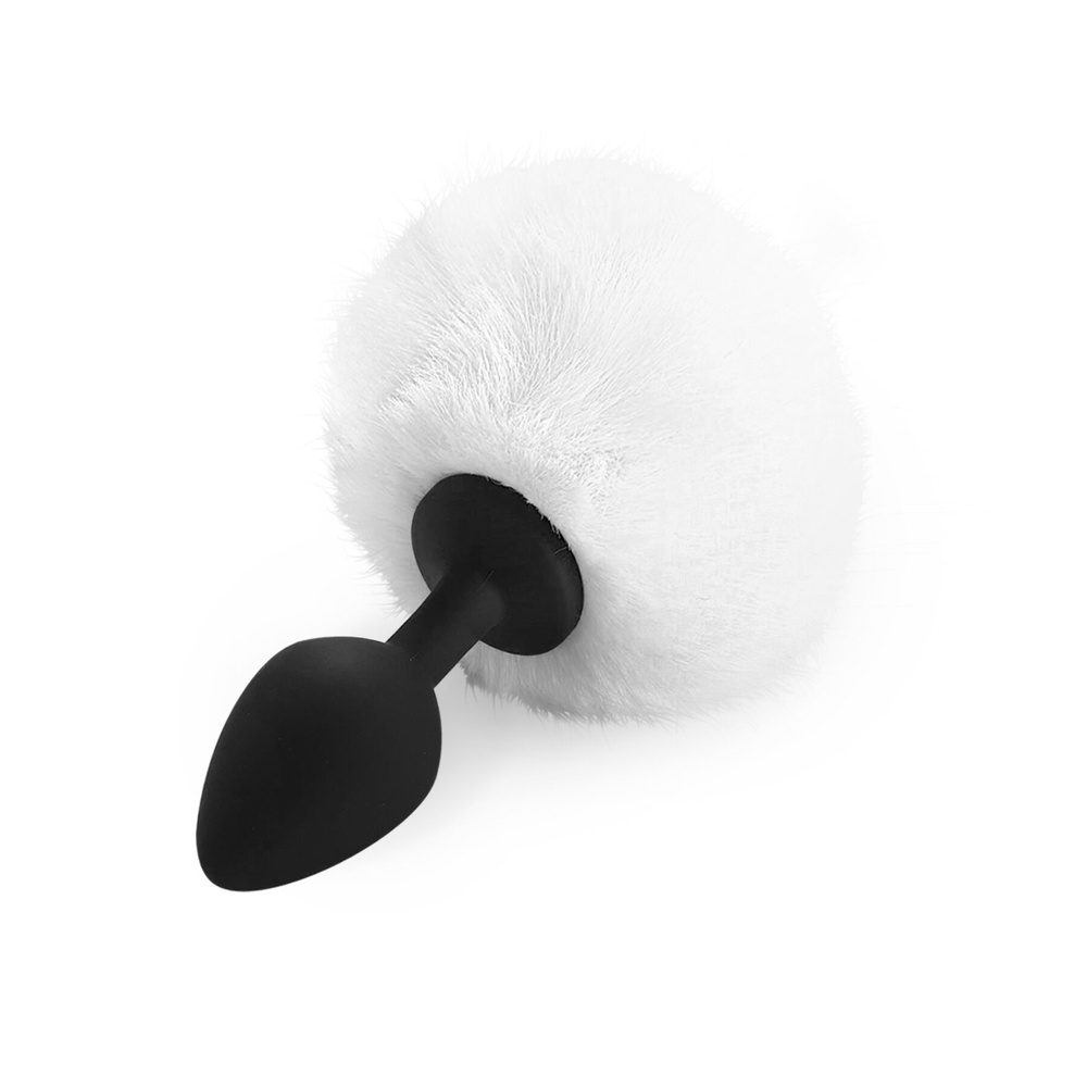 Силіконова анальна пробка М Art of Sex - Silicone Bunny Tails Butt plug, колір Білий, діаметр 3,5 см фото