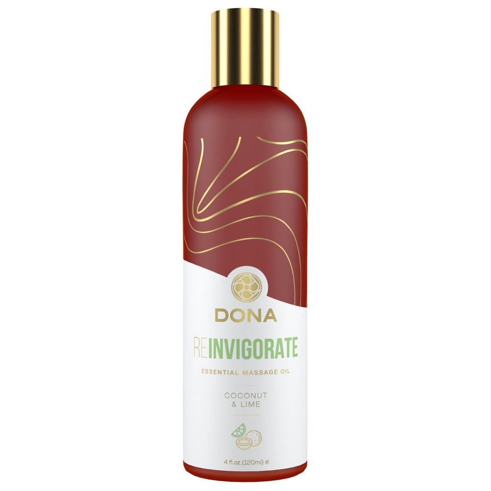 Натуральное массажное масло DONA Reinvigorate - Coconut & Lime (120 мл) с эфирными маслами фото