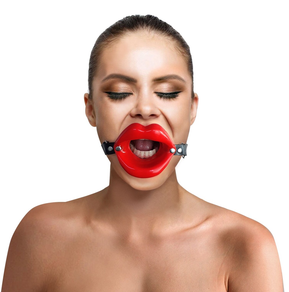 Кляп-расширитель в форме губ на ремешке, натуральная кожа Gag Lips фото