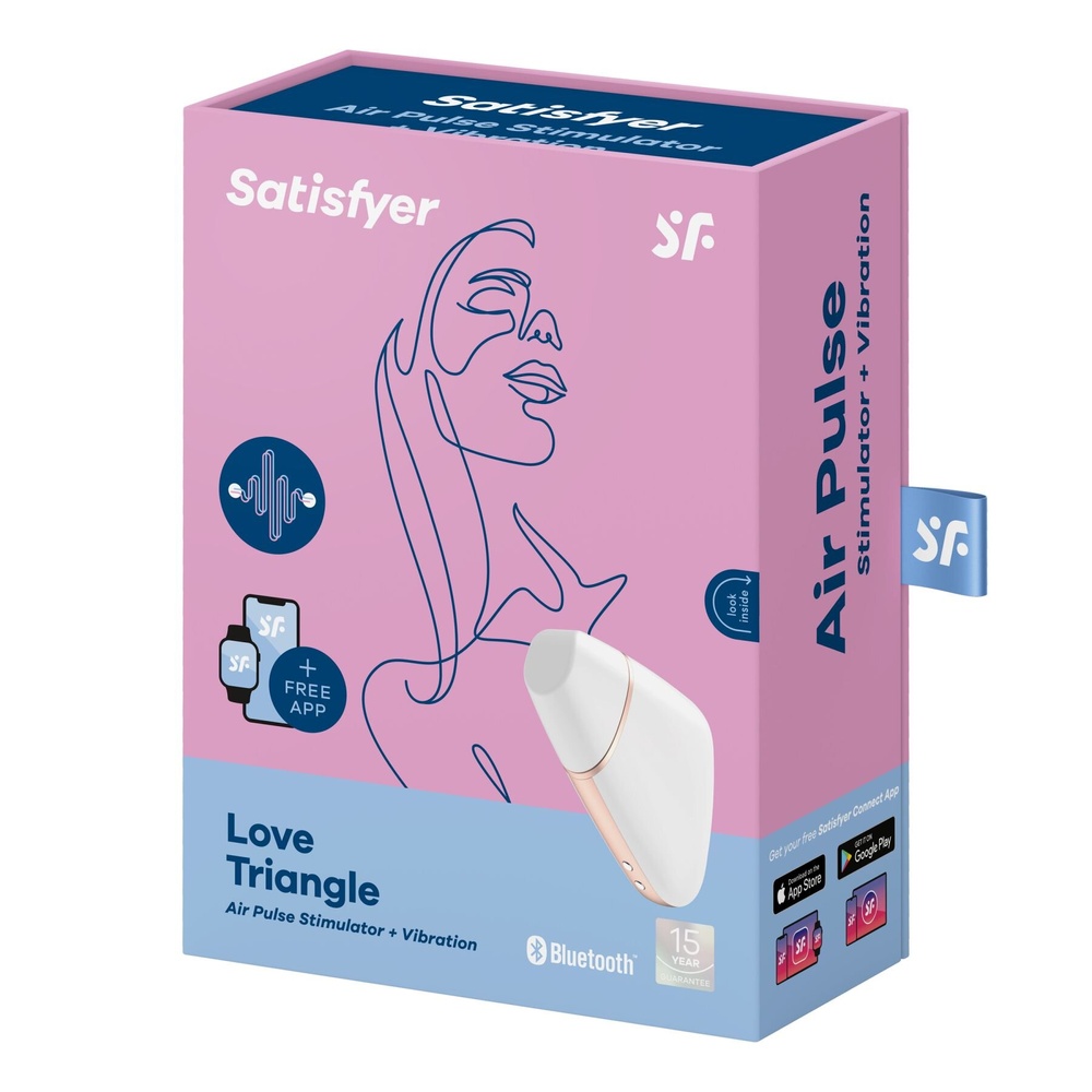 Вакуумный клиторальный стимулятор Satisfyer Love Triangle White с управлением через интернет фото