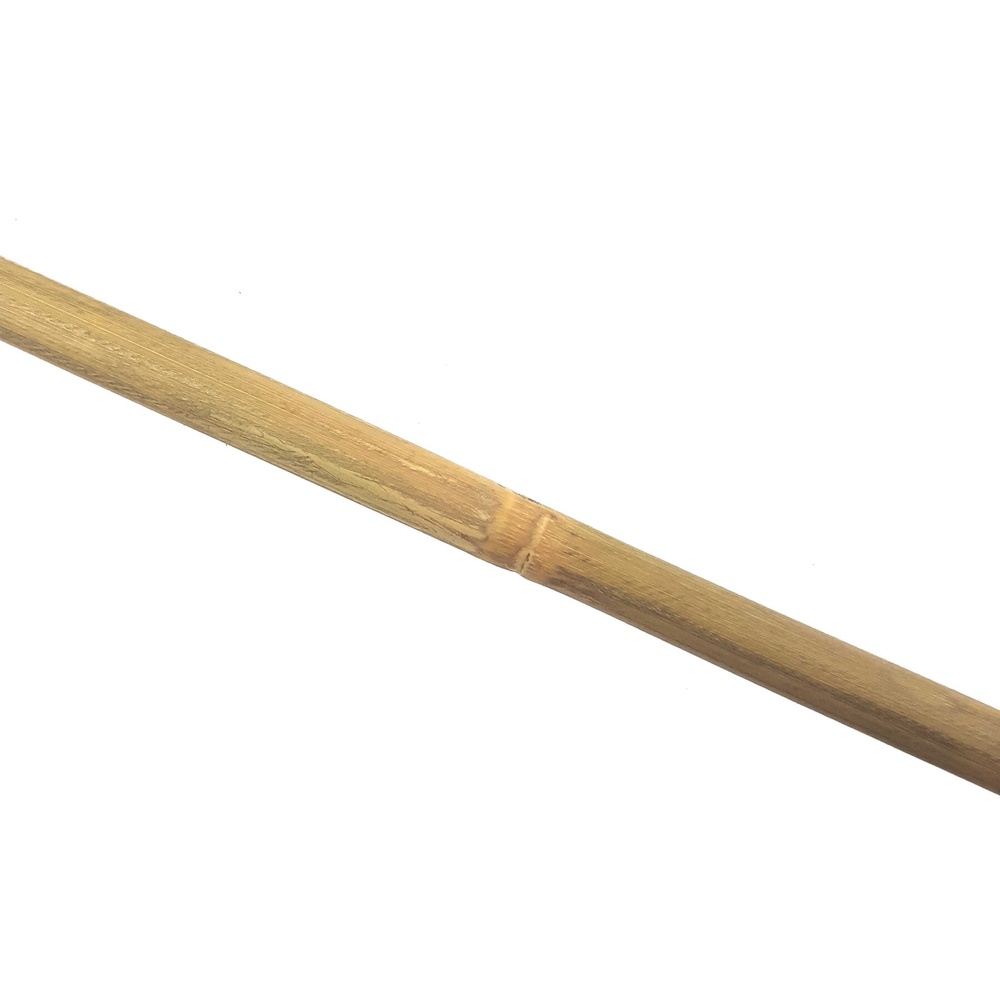 Палиця бамбукова 75 см, рукоятка натуральна шкіра, чорно-золотий фото