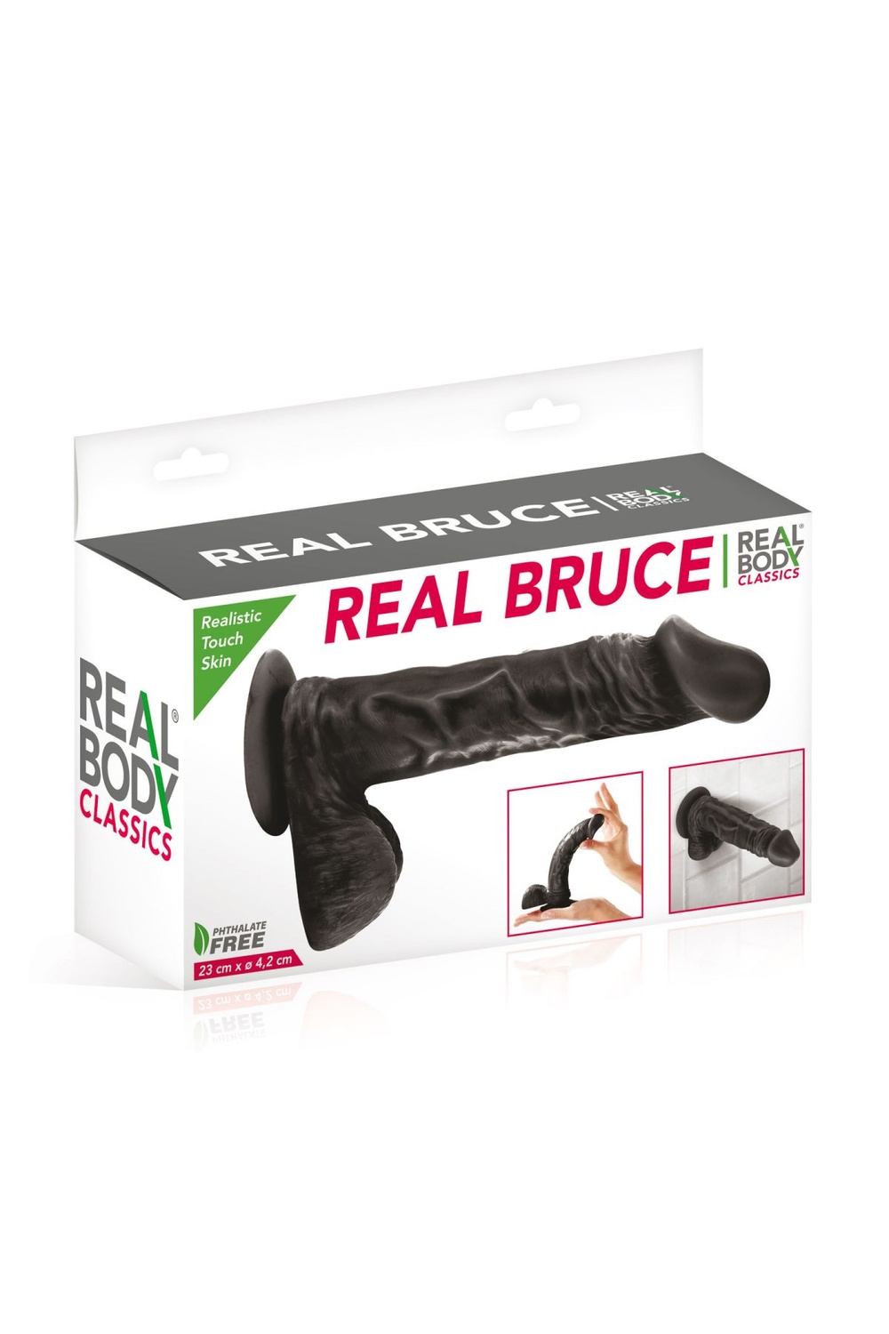 Фалоімітатор на присоску Real Body — Real Bruce Black, TPE, діаметр 4,2 см фото
