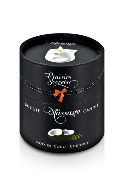 Масажна свічка Plaisirs Secrets Coconut (80 мл) подарункова упаковка, керамічна посудина фото
