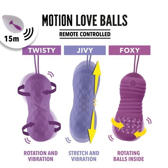 Вагінальні кульки з перловим масажем FeelzToys Motion Love Balls Foxy з пультом дистанційного керування, 7 режимів фото