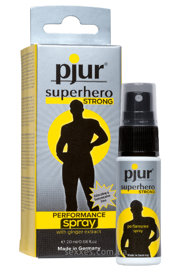 Пролонгирующий спрей pjur Superhero Strong Spray 20 ml, с экстрактом имбиря, впитывается в кожу фото