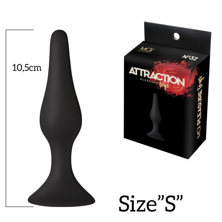 Анальна пробка на присоску MAI Attraction Toys №32 Black, довжина 10,5 см, діаметр 2,5 см фото