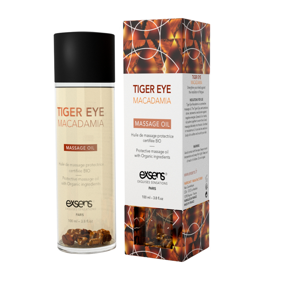 Массажное масло EXSENS Tiger Eye Macadamia (защита с тигровым глазом) 100мл, натуральное фото