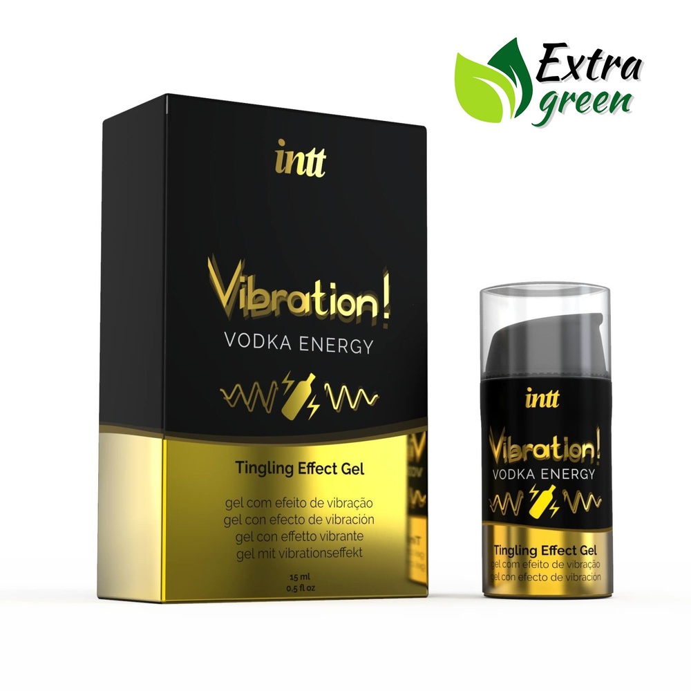 Рідкий вібратор Intt Vibration Vodka (15 мл) EXTRA GREEN, дуже смачний, діє до 30 хвилин фото
